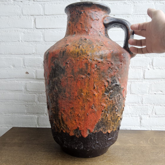 Image 1 of XXL West Germany Floor Vase Carstens Tonnieshof Fat Lava / West Germany Ceramic Vase Extra Large
