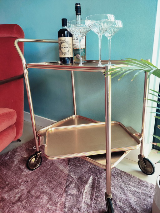 Woodmet English midcentury drink trolley serving trolley 1970s