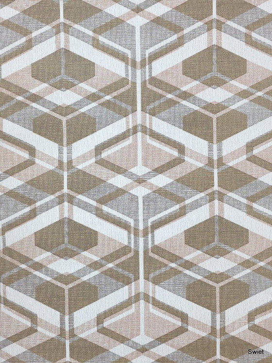 14294 Geometric Vintage Wallpaper Brown Pink Grey – Wall decoration (photo 4 of 7)