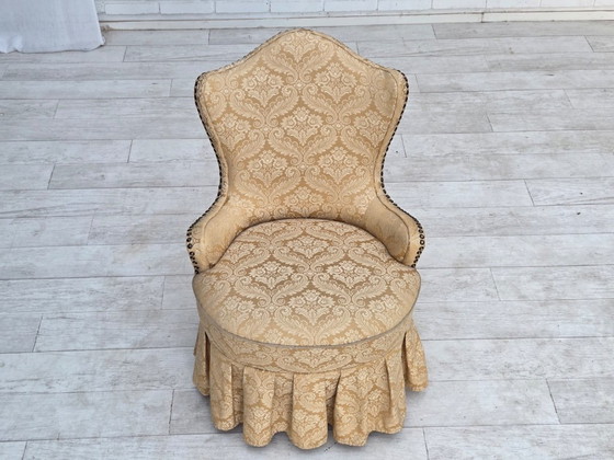 1960s, Danish cocktail lounge chair, jacquard fabric, beech wood. – Armchairs, Textile (photo 11 of 17)