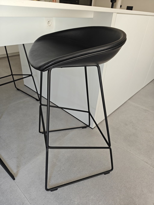 4 x Bar Stool Hay AAS39 Black Leather 75cm – barkrukken (photo 2 of 7)