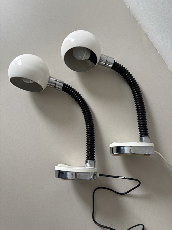 Image 1 of 2 space age “eyeball” table lamps by Goffredo Regina, Italian design