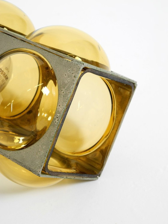 Image 1 of Beautiful 1960s Space Age pendant lamp by Temde made of glass and nickel-plated metal