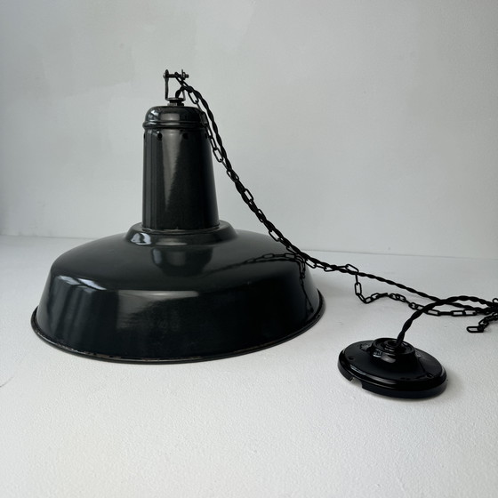 Image 1 of Antique 41 Cm Enameled Industrial Hanging Lamp