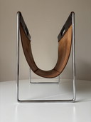 Brabantia magazine rack black leather 1970s