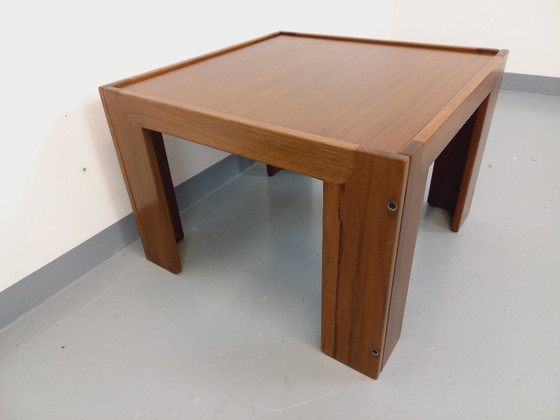 Image 1 of Vintage Italian square coffee table by Afra and Tobia Scarpa for Cassina in teak and walnut from the 60s 70s