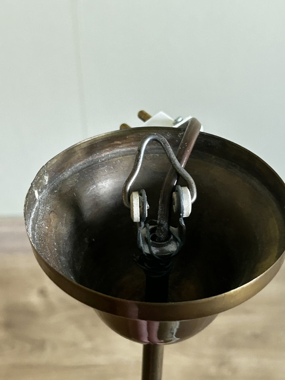 Exklusive Art-Deco-Pendelleuchte aus den 1930er-Jahren – Sechseckiges Opalglas mit Sprühdekor – Art Deco (photo 9 of 9)