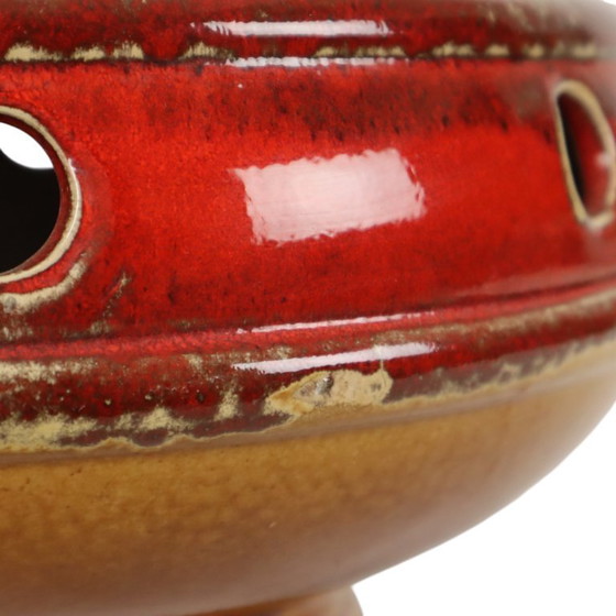Image 1 of Large Lamp Base Red and Yellow Ceramic
