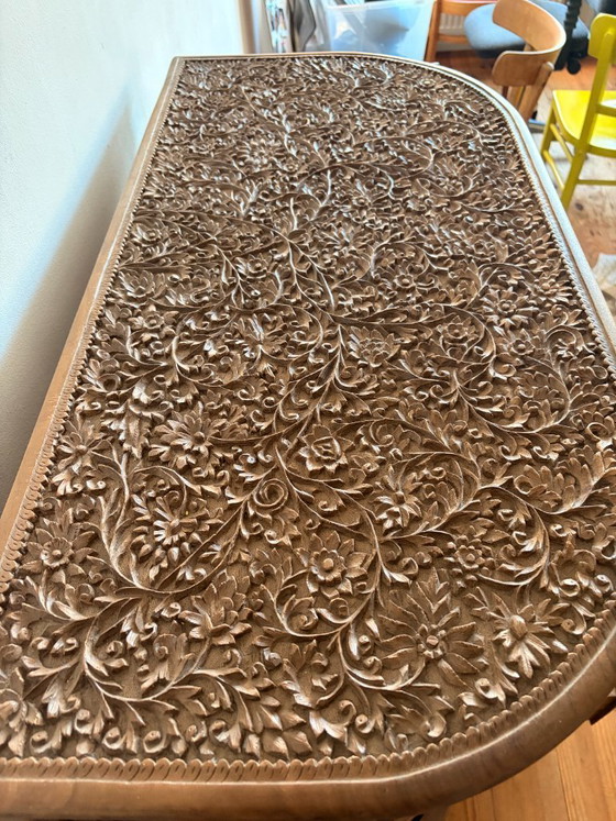 Handgesneden Kashmiri Drankkast – Art Deco – India, Jaren 60 – Drankenkasten, Wood (photo 6 of 10)