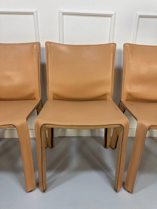 6x Sedia Cassina 412 CAB Sedia di design Beige Marrone Pelle Bellini
