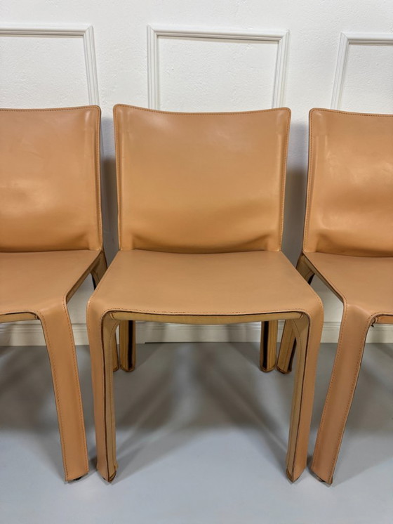 Image 1 of 6x Sedia Cassina 412 CAB Sedia di design Beige Marrone Pelle Bellini