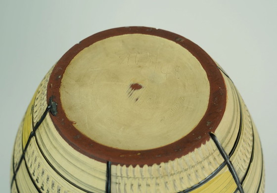 Image 1 of large west german mid century vase 1950s FLOOR VASE model no. 103/40 with scraffito decoration
