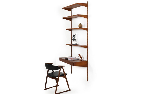 Image 1 of Teak Shelf System with Desk Top by Kai Kristiansen 1960s