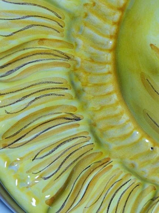 Image 1 of Vintage handcrafted Vietri majolica anthropomorphic sun wall plaque