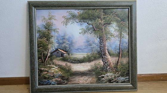 Bellissimo dipinto a olio originale vintage su tela, risalente agli anni '70 / '80. – Dipinti e disegni, Wood (photo 4 of 15)