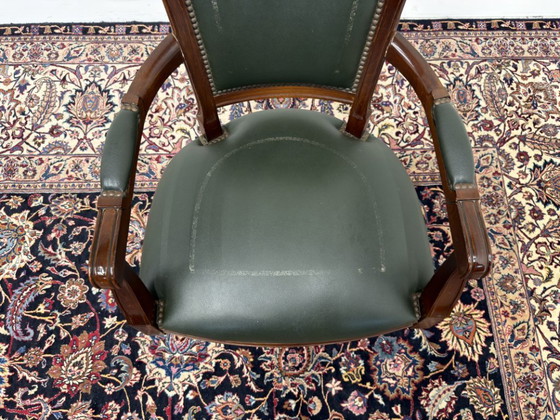 Classic English Chesterfield Office Chair Green Leather – Metal (photo 6 of 7)