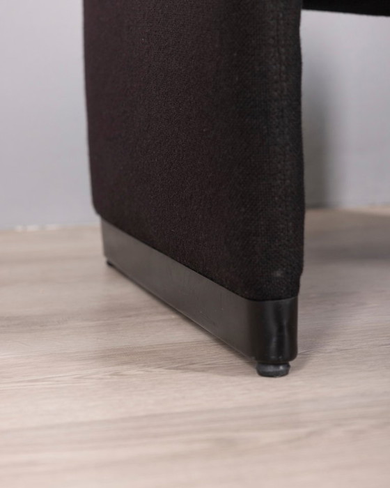 Image 1 of Set van 5 vintage fauteuils uit de jaren 80, bekleed met zwarte Italiaanse designstof.