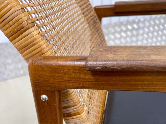 Vintage Set 2x Mid Century Design Fauteuils Muntendam Voor Gebr. Jonkers – gebroeders Jonkers, Rattan, Skai (photo 2 of 16)