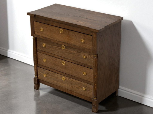 Commode Empire / commode - chêne massif avec laiton