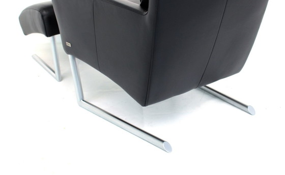 Image 1 of Come nuovo! Laauser Design Int. Cantilever Lounge Chair / Freischwinger Sessel con sgabello, pelle e base cromata