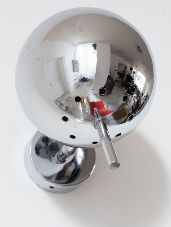 Image 1 of Aplique de pared cromado Eyeball, diseño italiano, años sesenta