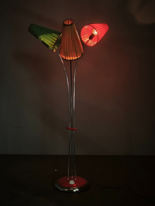 Rare lampadaire allemand à trois lumières réglables, années 1960