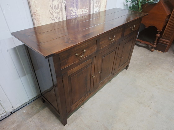 Image 1 of Klassiek donker kersen dressoir, wandconsole afm: 148x52cm en 94cm hoog.