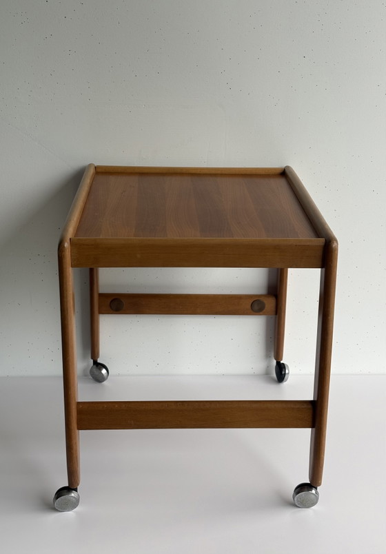 Vintage Danish design teak wood bar cart trolley 1960s, Metal, Brown (photo 2 of 15)