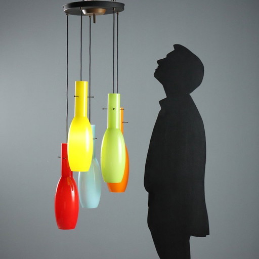 Suspension des années 1960 en verre coloré