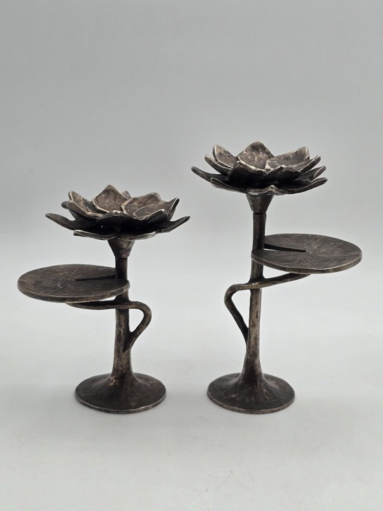 Image 1 of Brutalist bronze candlesticks