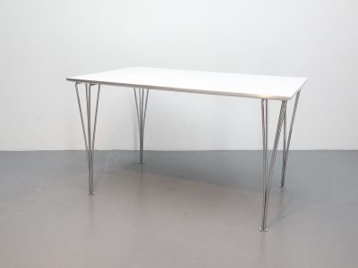 Tavolo da pranzo vintage / metallo legno / bianco rettangolare / Fritz Hansen – Tavoli da pranzo (photo 5 of 5)