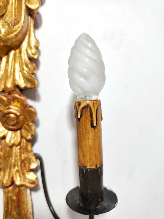 Image 1 of Barocke Wandleuchte aus Holz. Spanien, 1940er Jahre.