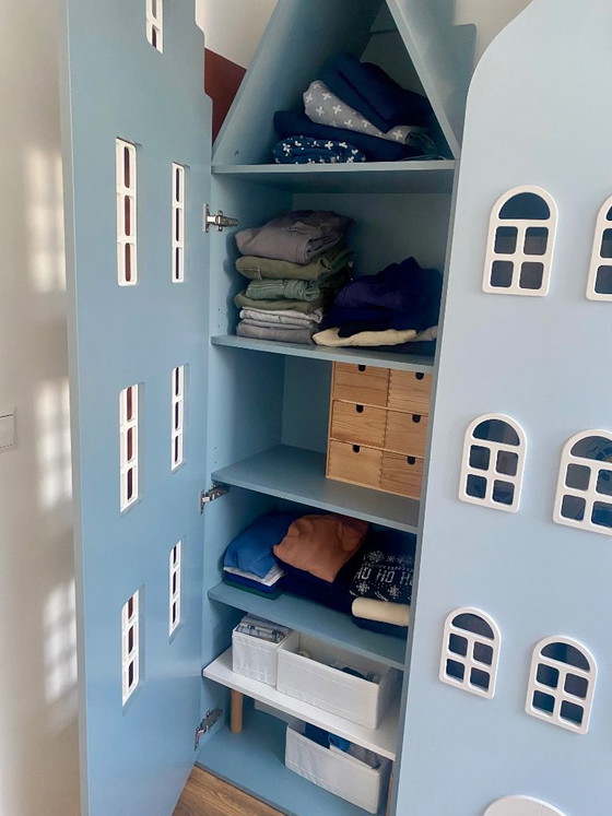 Kast Van Een Huis | Licht/ijsblauwe huiskast 216*60*40 – Opbergkast, Mdf (photo 3 of 7)