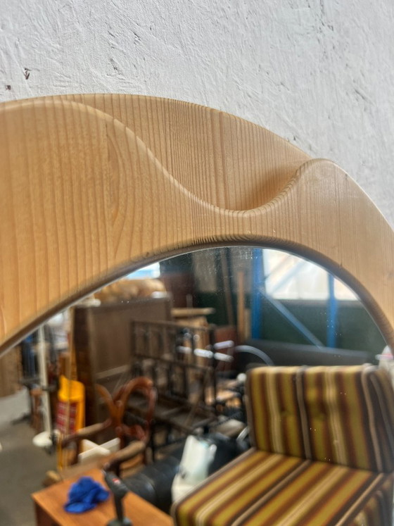 Image 1 of Vintage Large Pine Wood Mirror, Sweden 1970s