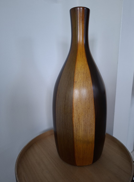 Image 1 of Large Vintage Floor Vase (50 cm) – Mid-Century Modern – Wood-look Glaze