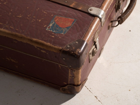 Antique travel suitcase in vulcanised fibre – Czechoslovakia, circa 1930 – Travel bags, Wood, Metal (photo 18 of 39)