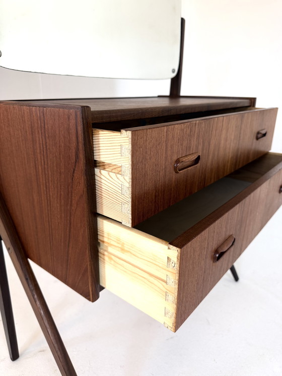 Image 1 of Vintage Danish teak dressing table with mirror '60