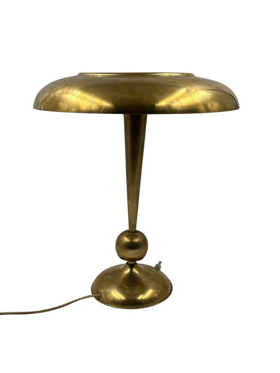 Image 1 of Oscar Torlasco, model 143 messing tafel-/bureaulamp, Prod. Lumi, Italië jaren 50