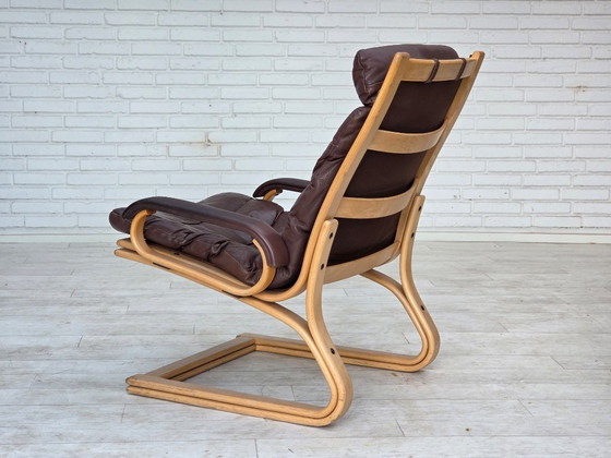 1970er, Dänischer Sessel von Georg Thams, Möbelleder, Bugholz. – Wood (photo 8 of 23)