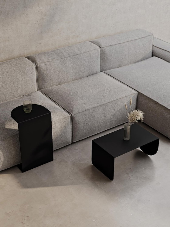 Image 1 of Tavolino da caffè minimalista in metallo | Tavolino moderno per soggiorno | Tavolino bianco e nero | 60x30x37 cm