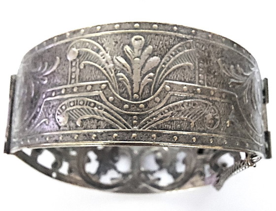 Image 1 of antieke Frans verzilverde manchetarmband uit 1920