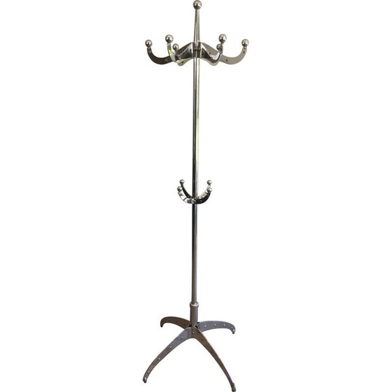 Image 1 of Vintage Riveted Chrome Coat Rack, 1980