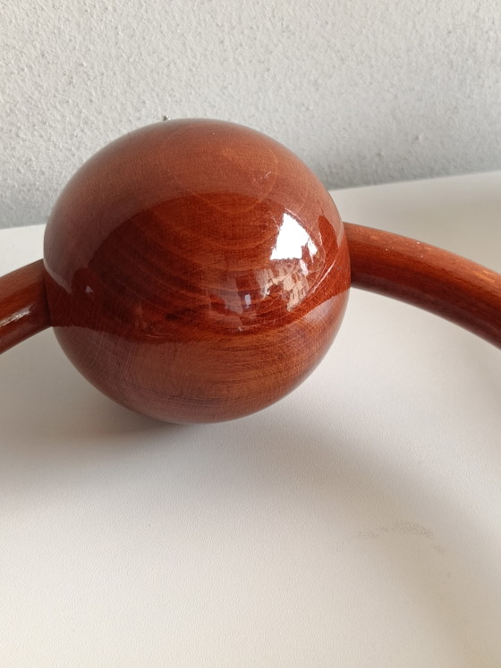 Image 1 of Large Vintage Lacquered Wood Towel Rail & Wall Hook Set, 4 Pieces, 1970s Style