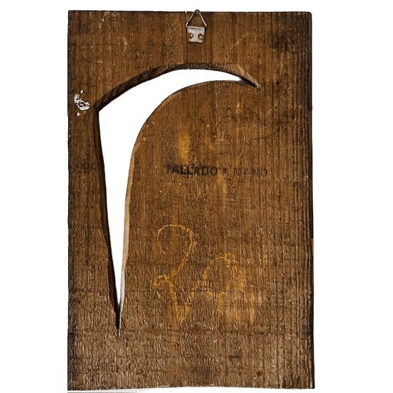 Image 1 of Targa da parete in legno raffigurante la Vergine Maria, intagliata a mano, decorazione da parete, anni '70