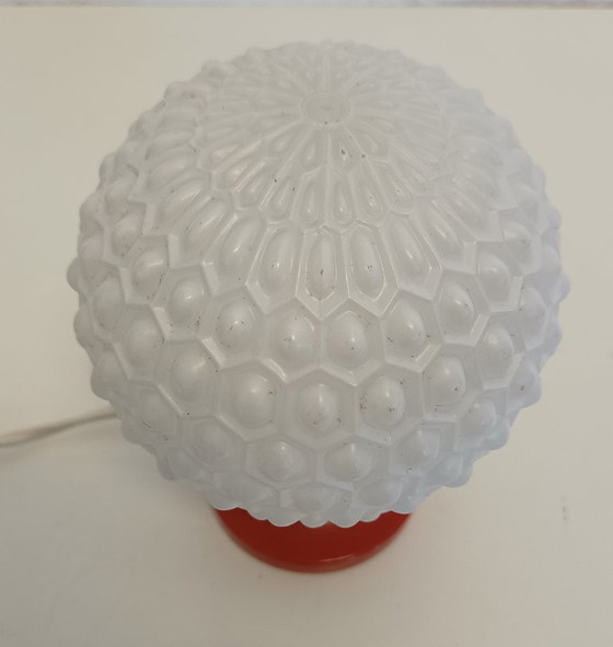 Vintage Bedlampje Rood Metaal En Glas – Tafellampen, Metal (photo 5 of 8)