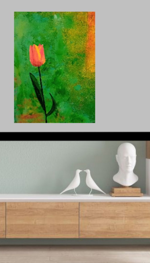 Pintura de tulipán naranja