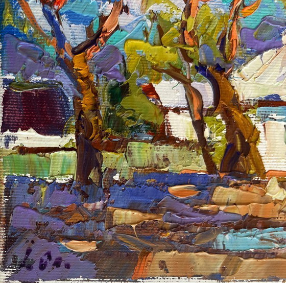Image 1 of Original Oil Painting Spring Village Landscape Spring days in the village