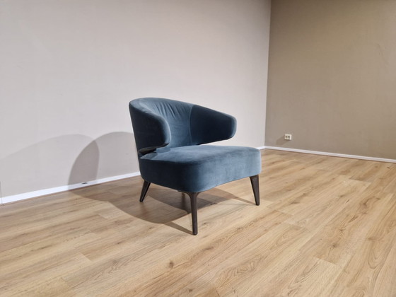 Image 1 of Minotti Aston Fauteuil Groen Velvet Stof Design Rodolfo Dordoni