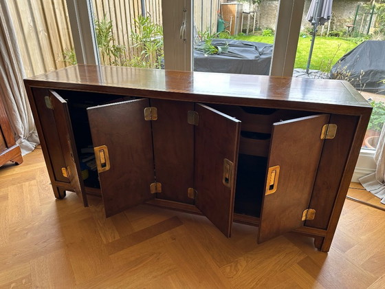 Image 1 of A vintage sideboard, Heritage by Drexel, Chinese Art Deco 1970s Hollywood Regency