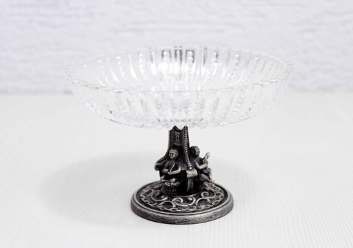 Coupe en cristal et métal argenté 1930